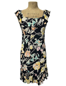 Black Neon Floral Ruffle Sundress