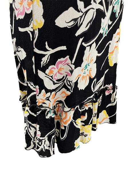 Black Neon Floral Ruffle Vacay Sundress