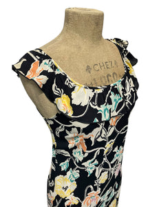 Black Neon Floral Ruffle Vacay Sundress