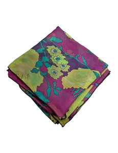 Sheer Neon 70s Floral Square Hair & Neck Scarf