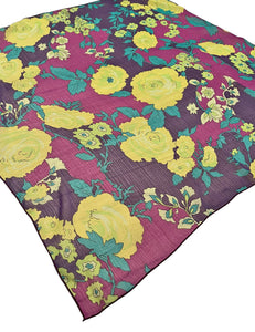 Sheer Neon 70s Floral Square Hair & Neck Scarf