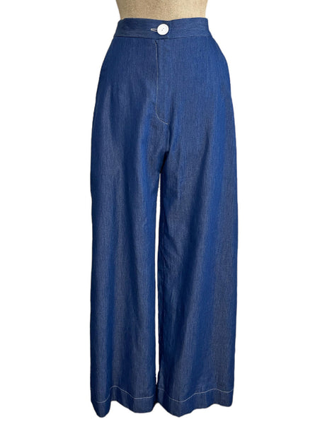 Scout Chambray Denim 1940s High Waist Trail Trouser Pant