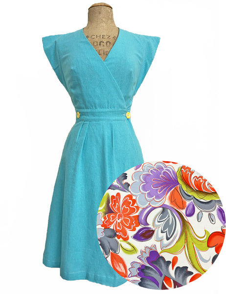 PREORDER - Scout 40s Art Nouveau Floral Garden Wrap Dress
