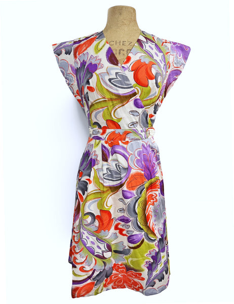 Scout 40s Art Nouveau Floral Garden Wrap Dress
