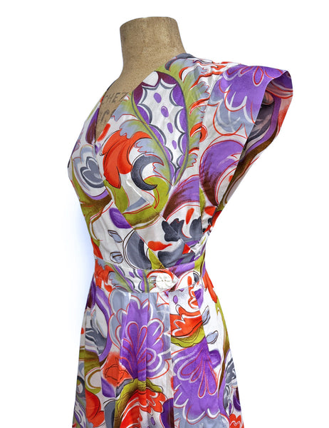 Scout 40s Art Nouveau Floral Garden Wrap Dress