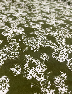 Olive Green Paisley Georgette Sheer Fabric - 2.5 yds