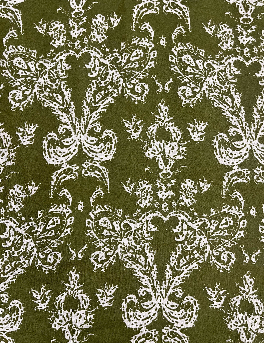 Olive Green Paisley Georgette Sheer Fabric - 2.5 yds