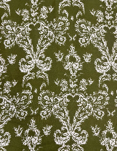 Olive Green Paisley Georgette Sheer Fabric - 2.5 yds