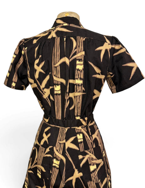 One of a Kind Black Bamboo Scout 1940s Carolina Romper
