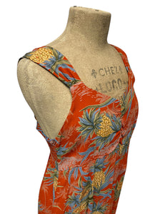 SAMPLE Orange Pineapple Print Smocked Sundress - Size Med/Large