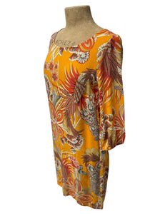 SAMPLE - Funky Orange 3/4 Sleeve Shift Dress - Size Med