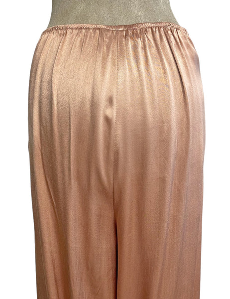 Peach Satin Elegant 1930s Style High Waisted Palazzo Pants