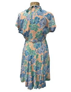 Peachy Lavender Blue Floral Marta Halter Swing Dress