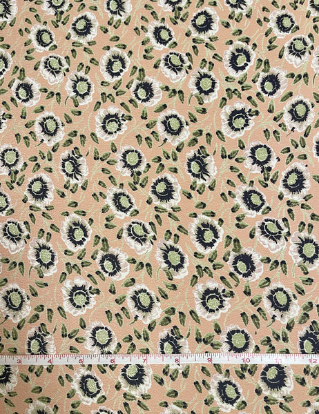 Peach & Sage Posey Print Rayon Crepe Fabric - 3 Pieces