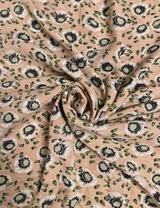 Peach & Sage Posey Print Rayon Crepe Fabric - 3 Pieces