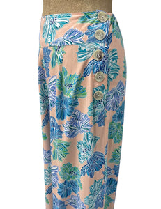 Peachy Lavender Blue Floral High Waist Lightweight Palazzo Pants