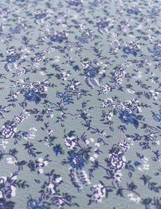 Periwinkle Blue Ditsy Floral Print Rayon Crepe Fabric - 2.25 yds