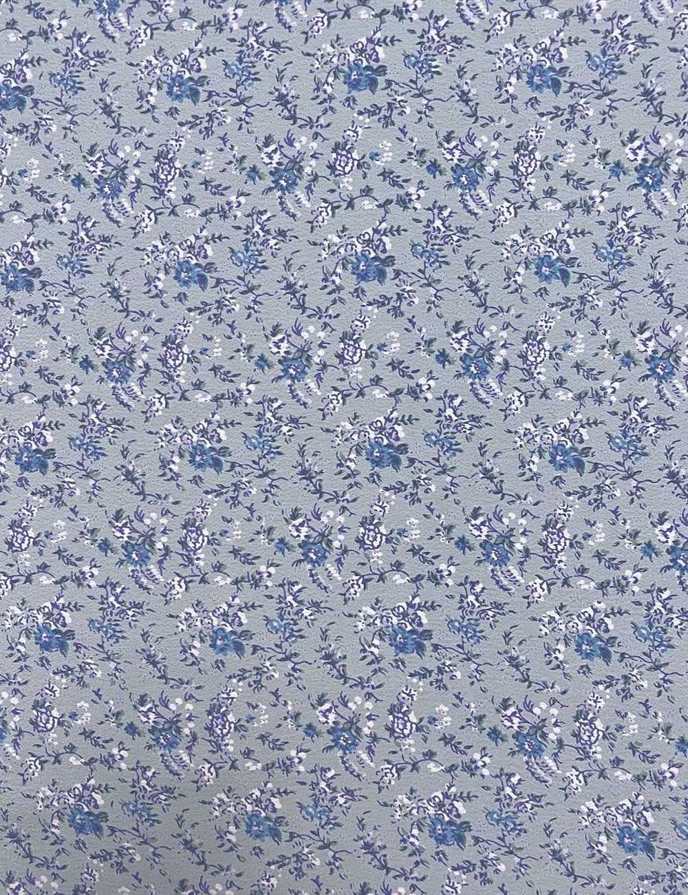 Periwinkle Blue Ditsy Floral Print Rayon Crepe Fabric - 2.25 yds