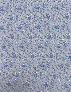 Periwinkle Blue Ditsy Floral Print Rayon Crepe Fabric - 2.25 yds