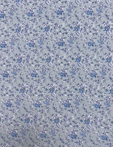 Periwinkle Blue Ditsy Floral Print Rayon Crepe Fabric - 2.25 yds