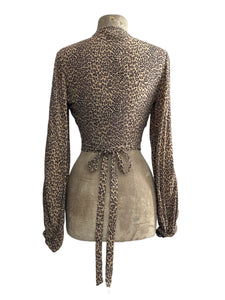 Leopard Print Retro Babaloo Wrap Crop Top