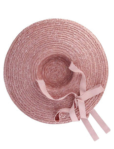 Pink Vintage Style Woven Sun Hat