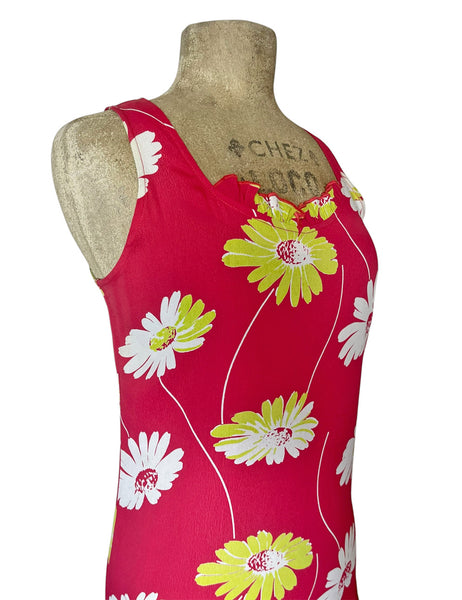 SAMPLE - Pink & Lime Sunflower Floral Sundress - Size Med