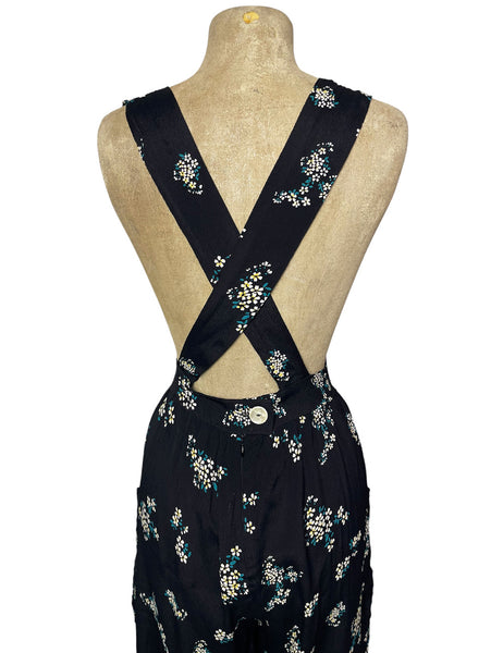 Black & White Posey Print Retro Rosie Overalls