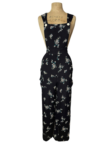 Black & White Posey Print Retro Rosie Overalls