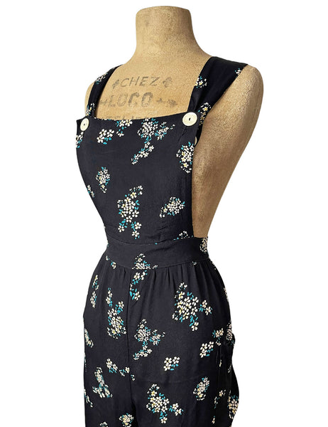 Black & White Posey Print Retro Rosie Overalls