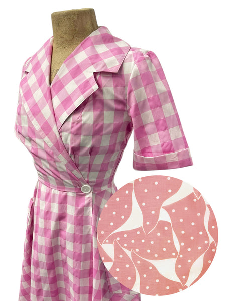 PREORDER - Scout Peach & Cream 1940s Dot Shawl Collar Meadow Dress