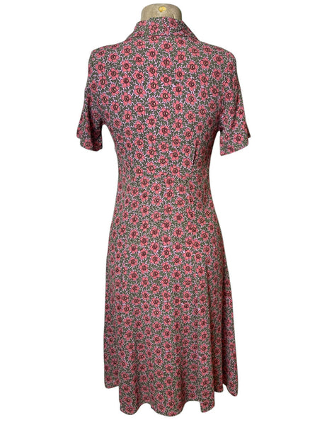Pretty in Pink Floral 1940s Style Day Dress