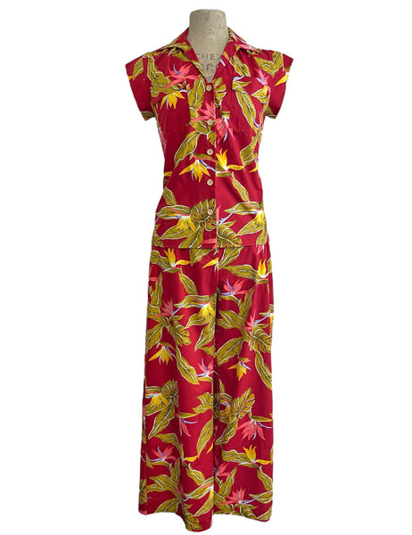Scout Red Birds of Paradise Backyard Button Up Blouse