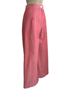 Scout for Loco Lindo -  Red Chambray 1940s High Waist Trail Trouser Pant