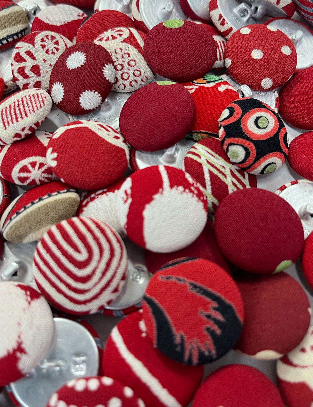 Misc Red Covered Buttons - Bag of 50 pieces