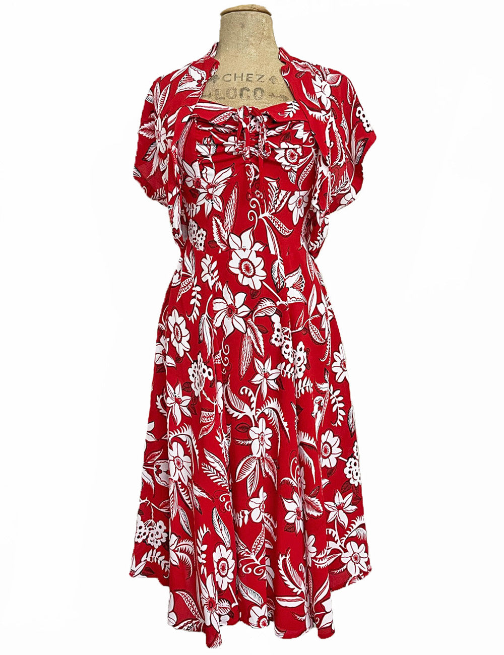 Red Hot Copacabana 1940s Marta Halter Swing Dress With Bolero