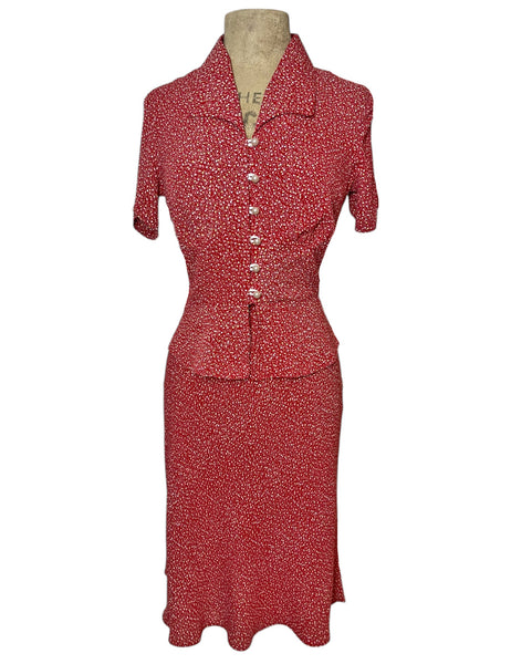 Red Pixie Floral Bud Knee Bias Skirt