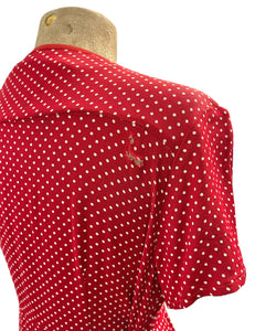 Red Polka Dot Print Wrap Dress - DAMAGED SAMPLE - Size Large