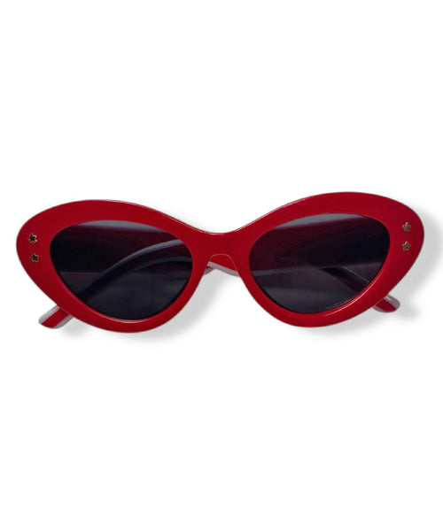 Red Retro Sporty Two Toned Sunglasses