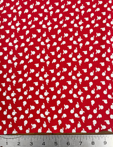 Red & White Apple Print Fabric - 2 yds