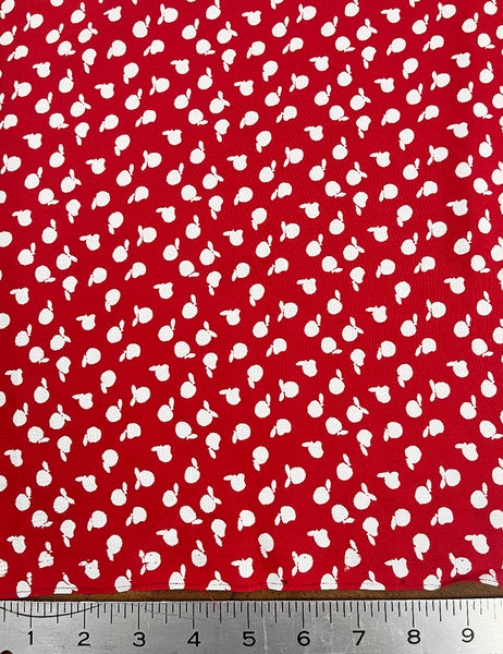 Red & White Apple Print Fabric - 2 yds