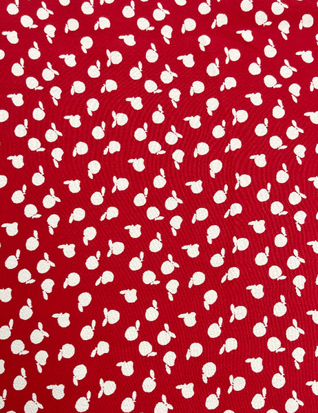 Red & White Apple Print Fabric - 2 yds