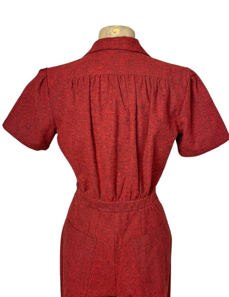 Scout Red & Black Cotton Flannel 1940s Pacific Coveralls