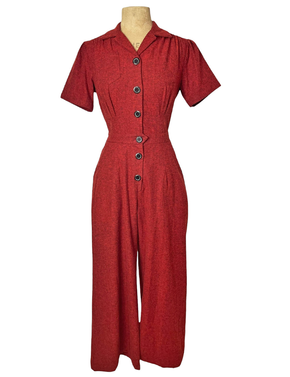 Scout Red & Black Cotton Flannel 1940s Pacific Coveralls