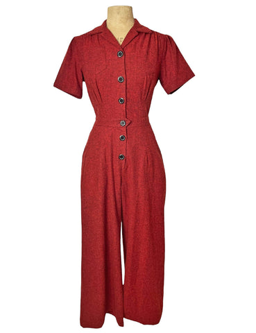 Scout Red & Black Cotton Flannel 1940s Pacific Coveralls