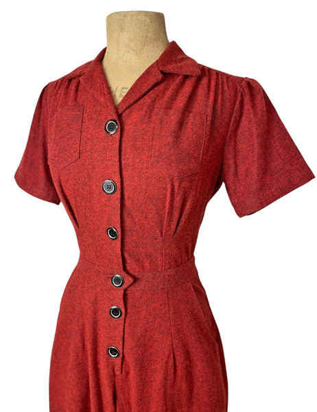Scout Red & Black Cotton Flannel 1940s Pacific Coveralls
