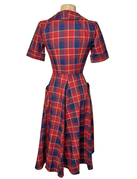 Scout Perfectly Plaid 1940s Style Shawl Collar Meadow Dress