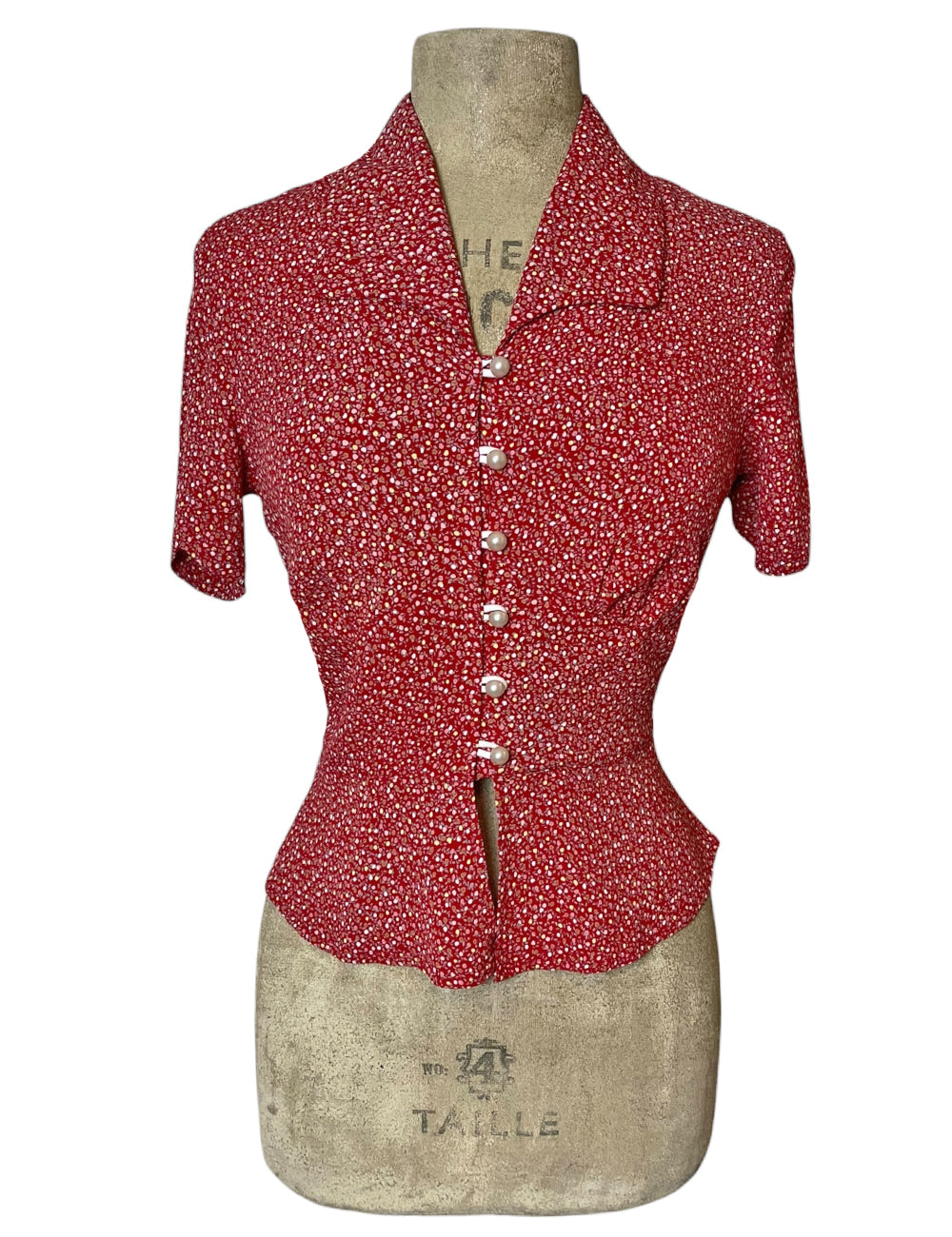 Red Floral Bud Dot Button Up Betty Blouse – Loco Lindo