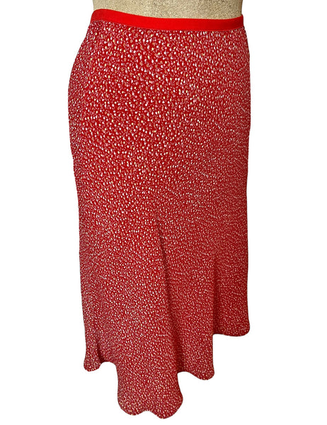 Red Pixie Floral Bud Knee Bias Skirt