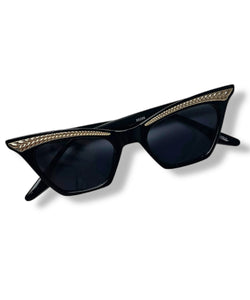 Black & Gold Trimmed Cat Eye Sunglasses